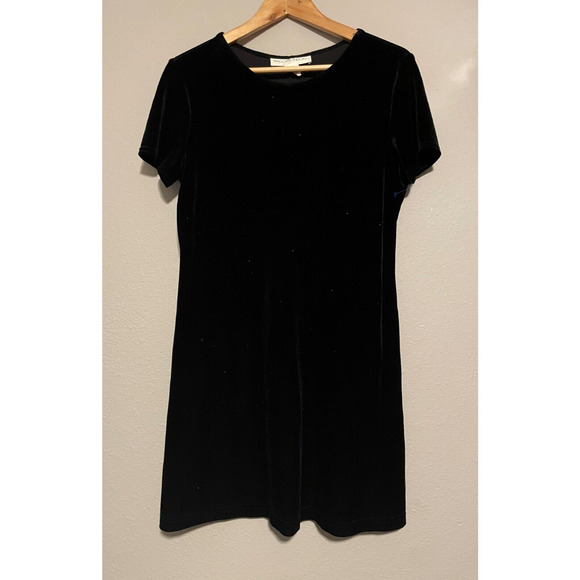 Maggy London Womens Dress Medium Black Velvet Glitter Stretch Witchy Club Y2K - Picture 1 of 7